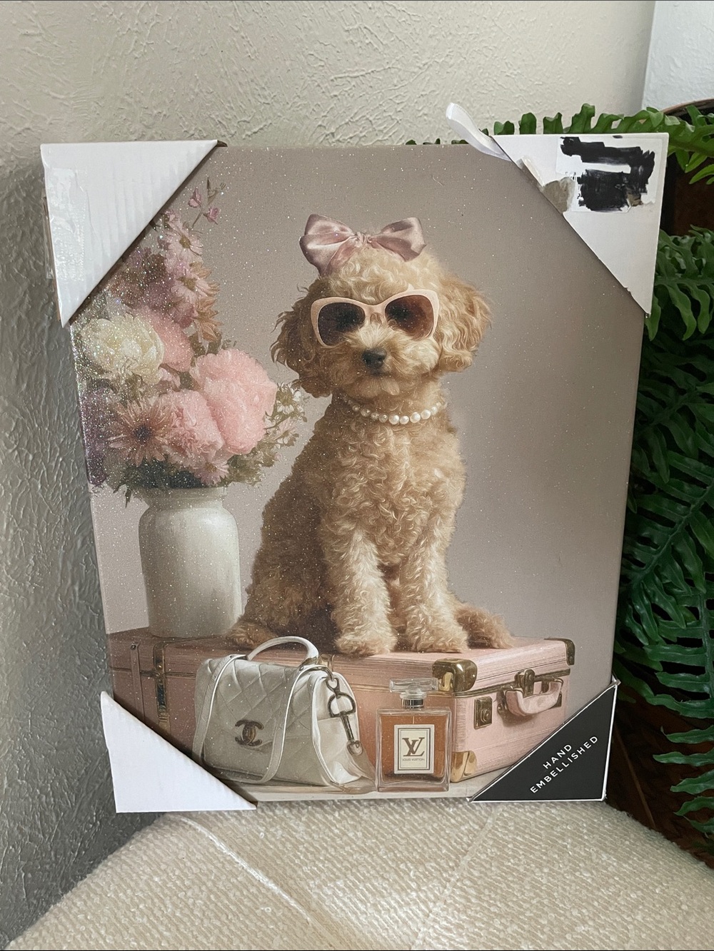 District Pink and Cream Poodle Pet Canvas